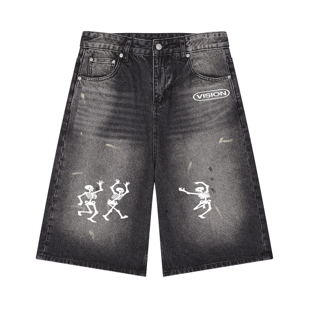 Men’s Vintage Wash Wide Leg Denim Shorts
