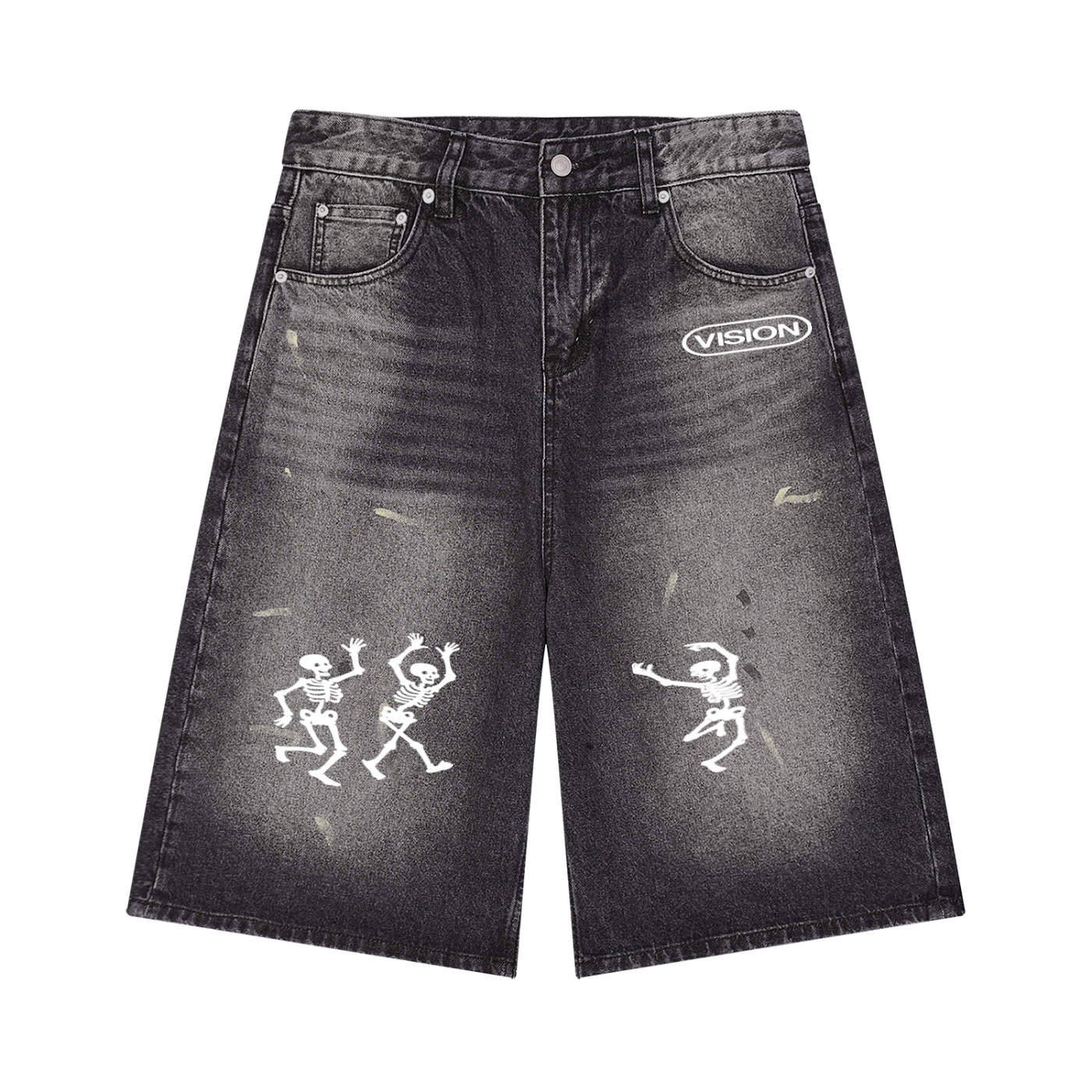 Men’s Vintage Wash Wide Leg Denim Shorts