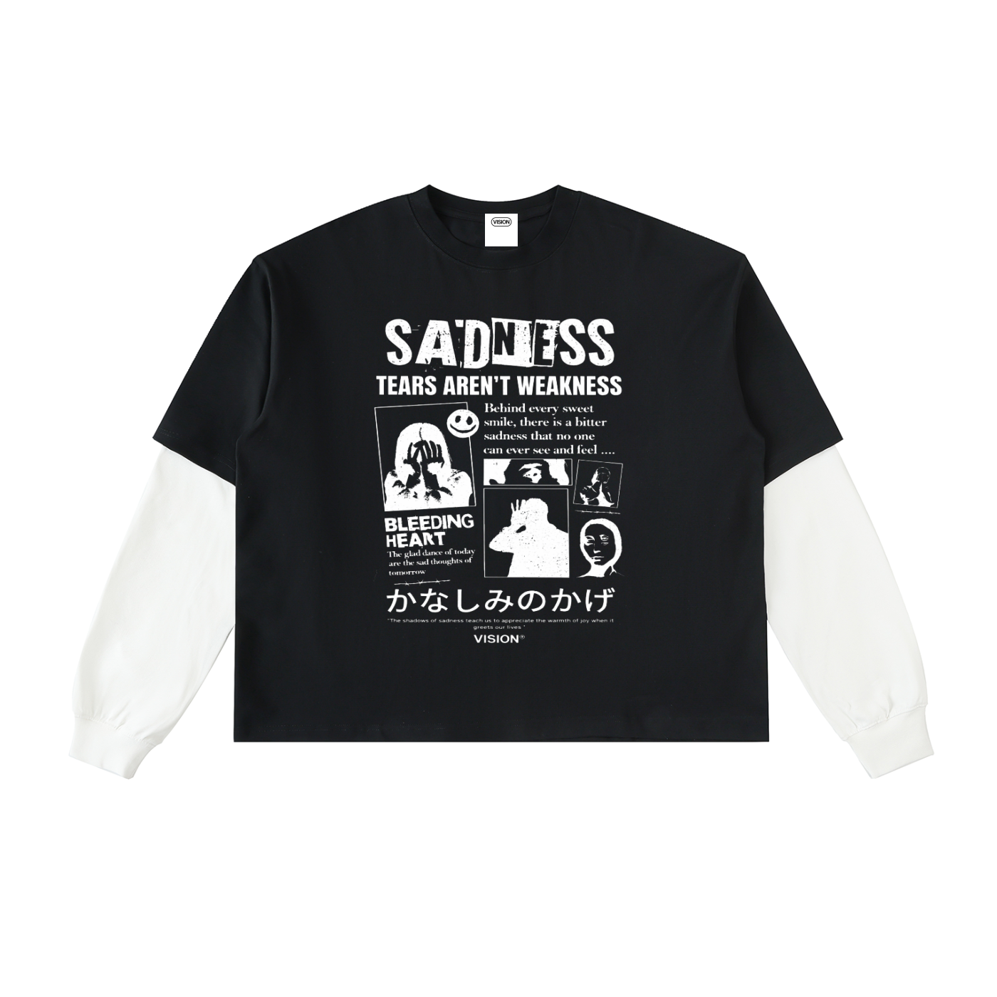 Layered Contrast Sleeve Cotton T-Shirt