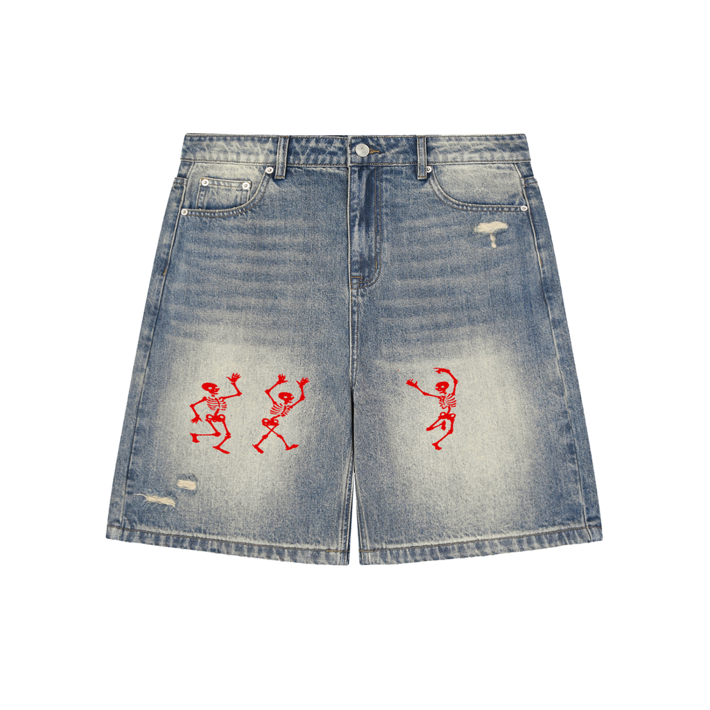Faded Distressed Baggy Denim Shorts