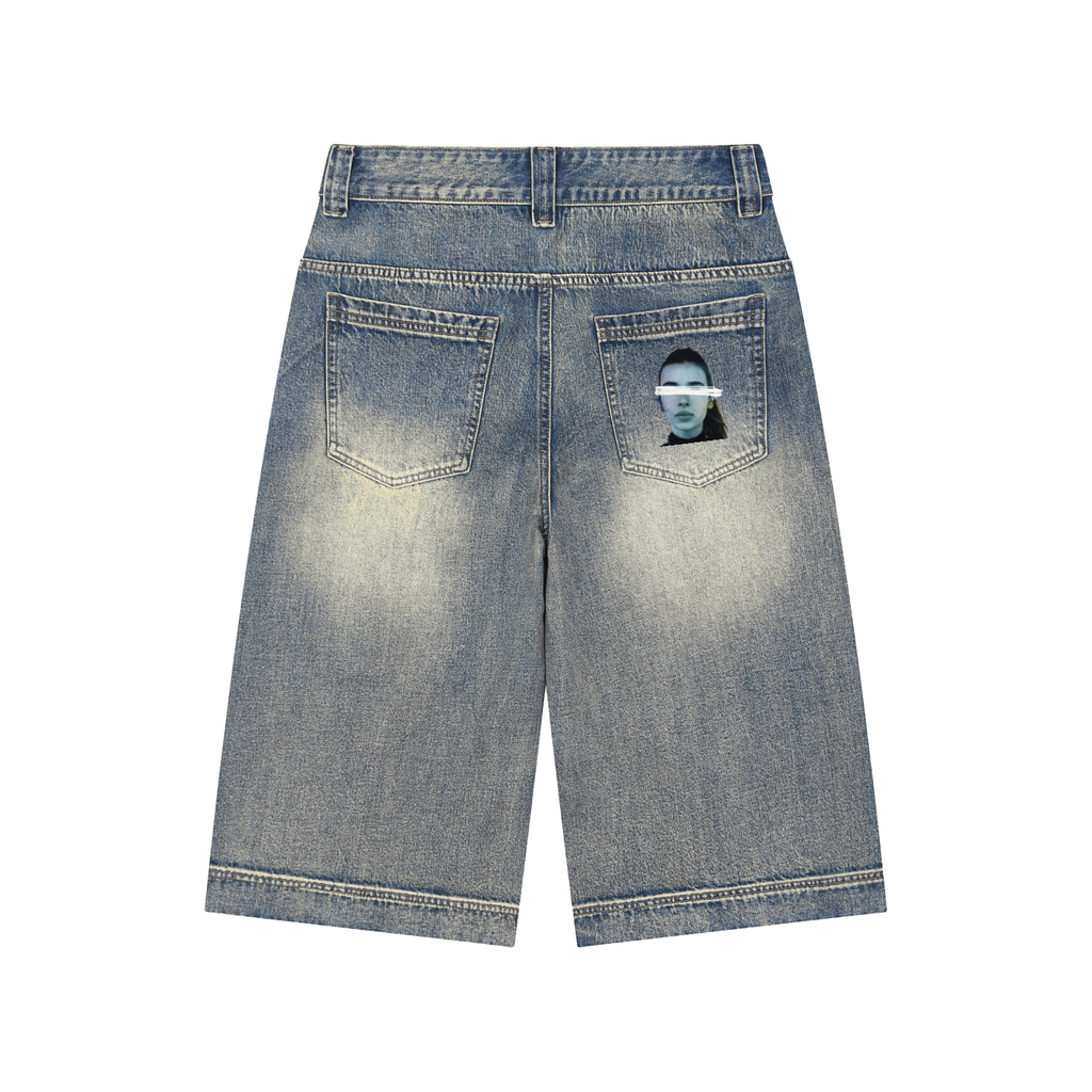 Vintage Wash Baggy Denim Shorts