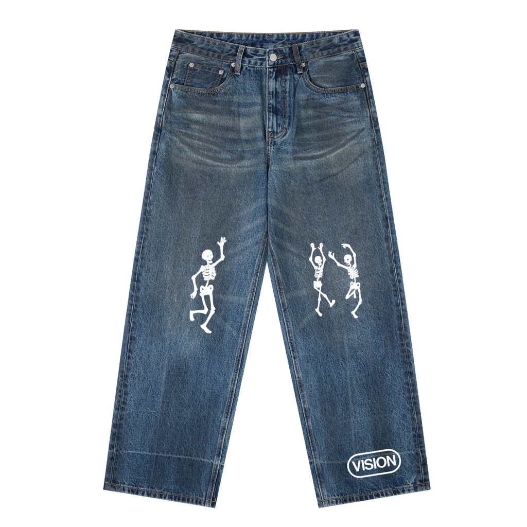Vintage Wash Baggy Denim Jeans