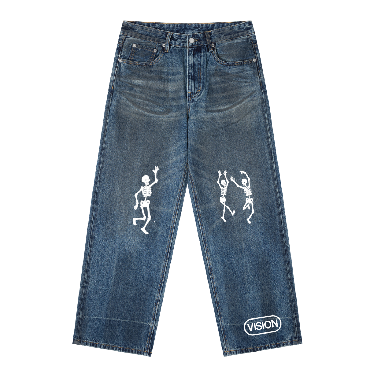 Vintage Wash Baggy Denim Jeans